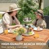 imageDevoko Outdoor Patio Dining Sets 9 Pieces Wicker Outdoor Dining Table and Chairs Set with Acacia Wood Table Top and Widened Armrests for Backyard Garden Deck BrownBeige