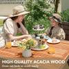 imageDevoko Outdoor Patio Dining Sets 9 Pieces Wicker Outdoor Dining Table and Chairs Set with Acacia Wood Table Top and Widened Armrests for Backyard Garden Deck BrownBrown