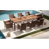 imageDevoko Outdoor Patio Dining Sets 9 Pieces Wicker Outdoor Dining Table and Chairs Set with Acacia Wood Table Top and Widened Armrests for Backyard Garden Deck BrownBrown