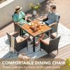 imageDevoko Outdoor Patio Dining Sets 9 Pieces Wicker Outdoor Dining Table and Chairs Set with Acacia Wood Table Top and Widened Armrests for Backyard Garden Deck BrownBeige
