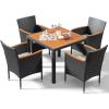 imageDevoko Outdoor Patio Dining Sets 9 Pieces Wicker Outdoor Dining Table and Chairs Set with Acacia Wood Table Top and Widened Armrests for Backyard Garden Deck BrownBeige