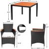 imageDevoko Outdoor Patio Dining Sets 9 Pieces Wicker Outdoor Dining Table and Chairs Set with Acacia Wood Table Top and Widened Armrests for Backyard Garden Deck BrownBeige