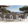 imageDevoko Outdoor Patio Dining Sets 9 Pieces Wicker Outdoor Dining Table and Chairs Set with Acacia Wood Table Top and Widened Armrests for Backyard Garden Deck BrownGrey
