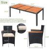 imageDevoko Outdoor Patio Dining Sets 9 Pieces Wicker Outdoor Dining Table and Chairs Set with Acacia Wood Table Top and Widened Armrests for Backyard Garden Deck BrownBlack