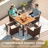 imageDevoko Outdoor Patio Dining Sets 9 Pieces Wicker Outdoor Dining Table and Chairs Set with Acacia Wood Table Top and Widened Armrests for Backyard Garden Deck BrownBrown