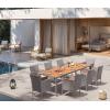 imageDevoko Outdoor Patio Dining Sets 9 Pieces Wicker Outdoor Dining Table and Chairs Set with Acacia Wood Table Top and Widened Armrests for Backyard Garden Deck BrownGrey