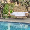 imageDevoko Outdoor Patio Furniture Set Outdoor Sectional Conversation Rope Woven LShaped Sofa Set with Patio Table and Thick Cushions for Backyard Porch Balcony Garden White