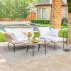 imageDevoko Outdoor Patio Furniture Set Outdoor Sectional Conversation Rope Woven LShaped Sofa Set with Patio Table and Thick Cushions for Backyard Porch Balcony Garden White