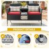 imageDevoko Outdoor Patio Loveseat Modern Rattan 2Seat Patio Conversation Set with Cushions ampamp Builtin Coffee Table Porch Furniture for Garden Lawn Backyard BeigeRed