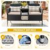 imageDevoko Outdoor Patio Loveseat Modern Rattan 2Seat Patio Conversation Set with Cushions ampamp Builtin Coffee Table Porch Furniture for Garden Lawn Backyard BeigeBeige