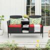 imageDevoko Outdoor Patio Loveseat Modern Rattan 2Seat Patio Conversation Set with Cushions ampamp Builtin Coffee Table Porch Furniture for Garden Lawn Backyard BeigeRed