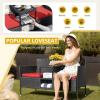 imageDevoko Outdoor Patio Loveseat Modern Rattan 2Seat Patio Conversation Set with Cushions ampamp Builtin Coffee Table Porch Furniture for Garden Lawn Backyard BeigeRed