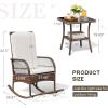 imageDevoko Outdoor Rocking Chairs 3 Piece Patio Furniture Set with Side Table ampamp Cushions Wicker Porch Rocker Bistro Set High Back for Balcony Backyard Garden Beige