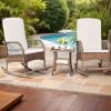 imageDevoko Outdoor Rocking Chairs 3 Piece Patio Furniture Set with Side Table ampamp Cushions Wicker Porch Rocker Bistro Set High Back for Balcony Backyard Garden Beige