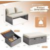 imageDevoko Patio Day Bed with 2 Side Tables Outdoor Daybed Set MultifunctionalRattan Lounge Bed for Backyard Porch Poolside Lawn Beach GrayBeige White
