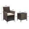 imageDevoko Patio Porch Furniture Sets 3 Pieces PE Rattan Wicker Chairs with Table Outdoor Garden Furniture Sets BrownRedBrownBeige