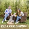 imageDevoko Patio Porch Furniture Sets 3 Pieces PE Rattan Wicker Chairs with Table Outdoor Garden Furniture Sets BrownRedBrownBeige