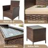 imageDevoko Patio Porch Furniture Sets 3 Pieces PE Rattan Wicker Chairs with Table Outdoor Garden Furniture Sets BrownRedBrownBeige