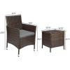 imageDevoko Patio Porch Furniture Sets 3 Pieces PE Rattan Wicker Chairs with Table Outdoor Garden Furniture Sets BrownRedBrownGrey