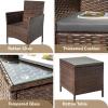 imageDevoko Patio Porch Furniture Sets 3 Pieces PE Rattan Wicker Chairs with Table Outdoor Garden Furniture Sets BrownRedBrownGrey