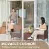 imageDevoko Patio Porch Furniture Sets 3 Pieces PE Rattan Wicker Chairs with Table Outdoor Garden Furniture Sets BrownRedBrownGrey
