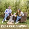 imageDevoko Patio Porch Furniture Sets 3 Pieces PE Rattan Wicker Chairs with Table Outdoor Garden Furniture Sets BrownRedBrownGrey