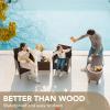 imageDevoko Patio Porch Furniture Sets 3 Pieces PE Rattan Wicker Chairs with Table Outdoor Garden Furniture Sets BrownRedBrownGrey