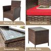 imageDevoko Patio Porch Furniture Sets 3 Pieces PE Rattan Wicker Chairs with Table Outdoor Garden Furniture Sets BrownRedBrownRed