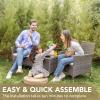 imageDevoko Patio Porch Furniture Sets 3 Pieces PE Rattan Wicker Chairs with Table Outdoor Garden Furniture Sets BrownRedGreyBeige