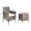 imageDevoko Patio Porch Furniture Sets 3 Pieces PE Rattan Wicker Chairs with Table Outdoor Garden Furniture Sets BrownRedGreyBeige