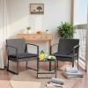 imageDevoko Resin Patio Furniture Set 3 Piece All Weather Outdoor Bistro Chairs with Cushions and Coffee Table for Outside Garden Balcony Porch BlackBlack