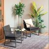 imageDevoko Resin Patio Furniture Set 3 Piece All Weather Outdoor Bistro Chairs with Cushions and Coffee Table for Outside Garden Balcony Porch BlackBlack