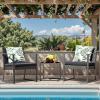 imageDevoko Resin Patio Furniture Set 3 Piece All Weather Outdoor Bistro Chairs with Cushions and Coffee Table for Outside Garden Balcony Porch BlackBlack