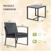 imageDevoko Resin Patio Furniture Set 3 Piece All Weather Outdoor Bistro Chairs with Cushions and Coffee Table for Outside Garden Balcony Porch BlackBlack