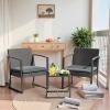 imageDevoko Resin Patio Furniture Set 3 Piece All Weather Outdoor Bistro Chairs with Cushions and Coffee Table for Outside Garden Balcony Porch BlackGrey