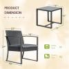 imageDevoko Resin Patio Furniture Set 3 Piece All Weather Outdoor Bistro Chairs with Cushions and Coffee Table for Outside Garden Balcony Porch BlackGrey