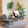 imageDevoko Resin Patio Furniture Set 3 Piece All Weather Outdoor Bistro Chairs with Cushions and Coffee Table for Outside Garden Balcony Porch BlackGrey