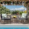 imageDevoko Resin Patio Furniture Set 3 Piece All Weather Outdoor Bistro Chairs with Cushions and Coffee Table for Outside Garden Balcony Porch BlackGrey