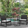 imageDevoko Resin Patio Furniture Set 3 Piece All Weather Outdoor Bistro Chairs with Cushions and Coffee Table for Outside Garden Balcony Porch BlackWhite