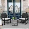 imageDevoko Resin Patio Furniture Set 3 Piece All Weather Outdoor Bistro Chairs with Cushions and Coffee Table for Outside Garden Balcony Porch BlackWhite