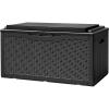 imageDevoko 120 Gallon Deck Box Resin Outdoor Storage Box Waterproof for Patio Large Outdoor Storage Bench Lockable for Outside BlackBlack