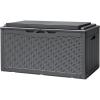 imageDevoko 120 Gallon Deck Box Resin Outdoor Storage Box Waterproof for Patio Large Outdoor Storage Bench Lockable for Outside BlackGray