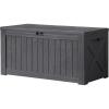 imageDevoko 120 Gallon Deck Box Resin Outdoor Storage Box Waterproof for Patio Large Outdoor Storage Bench Lockable for Outside BlackGrey