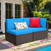 imageDevoko 2 Pieces Patio Furniture Sofa Sets Outdoor AllWeather Sectional Corner Sofa and Armless Sofa RedBlue