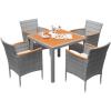 imageDevoko Outdoor Patio Dining Sets 9 Pieces Wicker Outdoor Dining Table and Chairs Set with Acacia Wood Table Top and Widened Armrests for Backyard Garden Deck BrownGrey