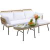 imageDevoko Outdoor Patio Furniture Set Outdoor Sectional Conversation Rope Woven LShaped Sofa Set with Patio Table and Thick Cushions for Backyard Porch Balcony Garden White