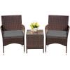 imageDevoko Patio Porch Furniture Sets 3 Pieces PE Rattan Wicker Chairs with Table Outdoor Garden Furniture Sets BrownRedBrownGrey