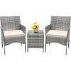 imageDevoko Patio Porch Furniture Sets 3 Pieces PE Rattan Wicker Chairs with Table Outdoor Garden Furniture Sets BrownRedGreyBeige