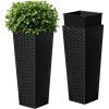 imageDevoko Resin Tall Planters for Outdoor Plants Set of 2 Large Taper Outdoor Planter Pots with 4 Drainage Holes Flower Pots Modern Decor for Porch Patio Backyard Home Garden Black 32quotBlack