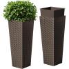 imageDevoko Resin Tall Planters for Outdoor Plants Set of 2 Large Taper Outdoor Planter Pots with 4 Drainage Holes Flower Pots Modern Decor for Porch Patio Backyard Home Garden Black 32quotBrown